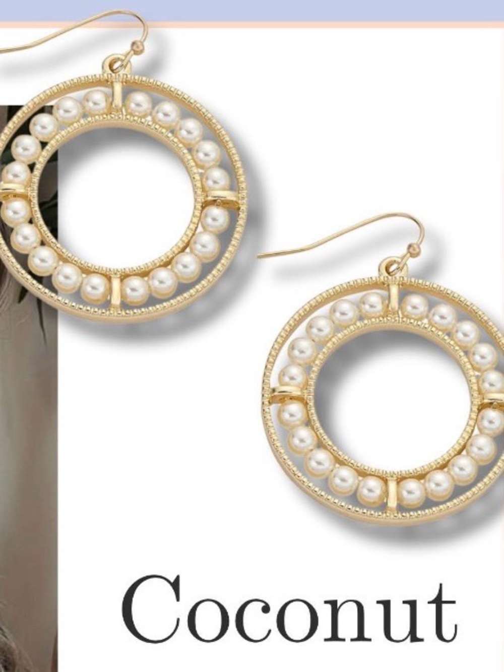 Park Lane Coconut Matisse Gold Pearl Circle Drop Earrings
